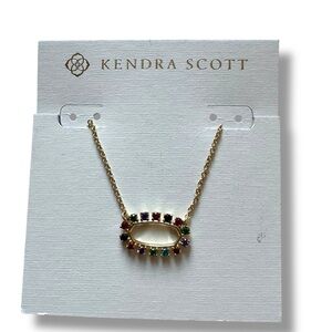 Kendra Scott & Multicolored Cubic Zirconia Open Frame Pendant Necklace NWT $60